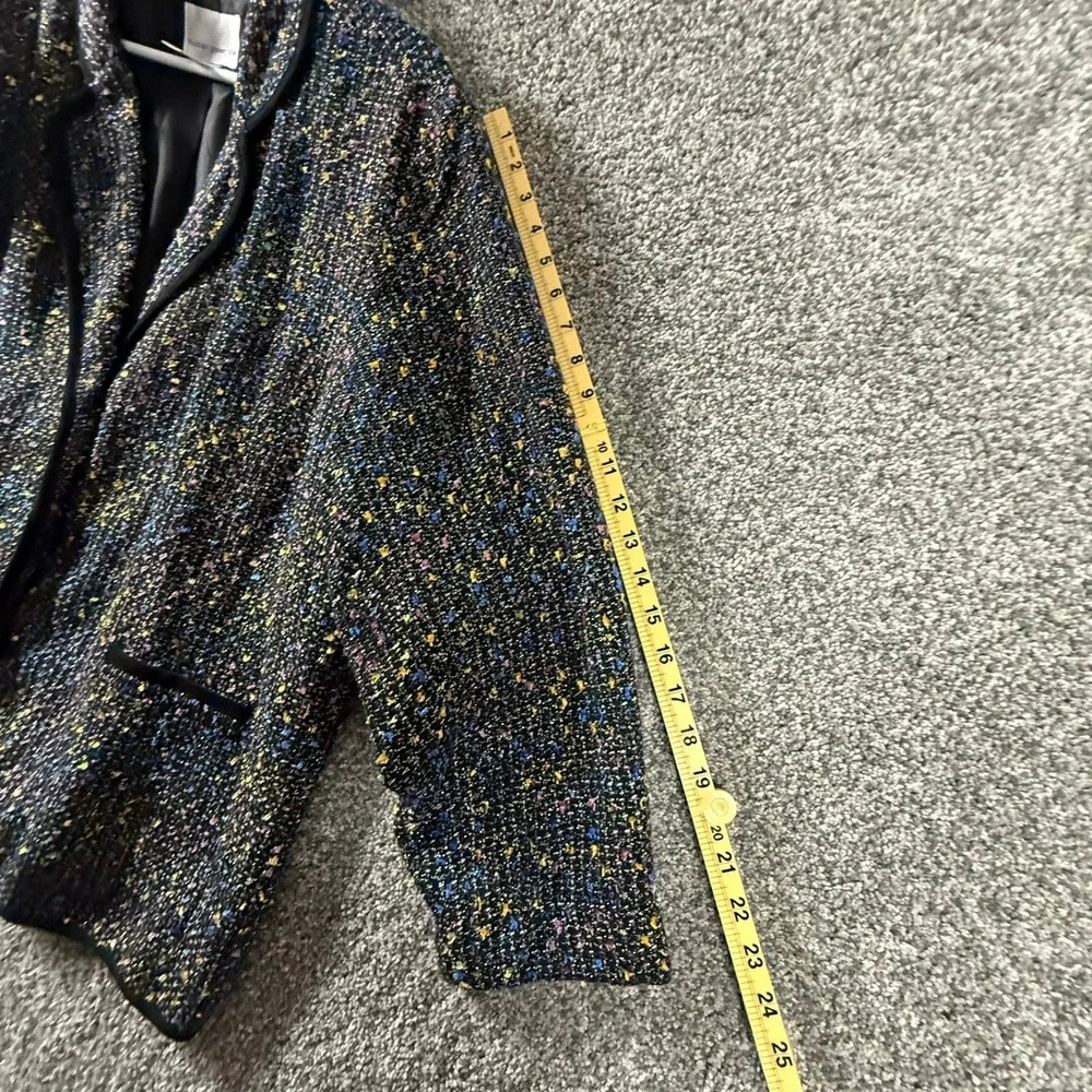 Susan Graver Style Multi Color Confetti Tweed Blazer Metallic Trim 3X Womens